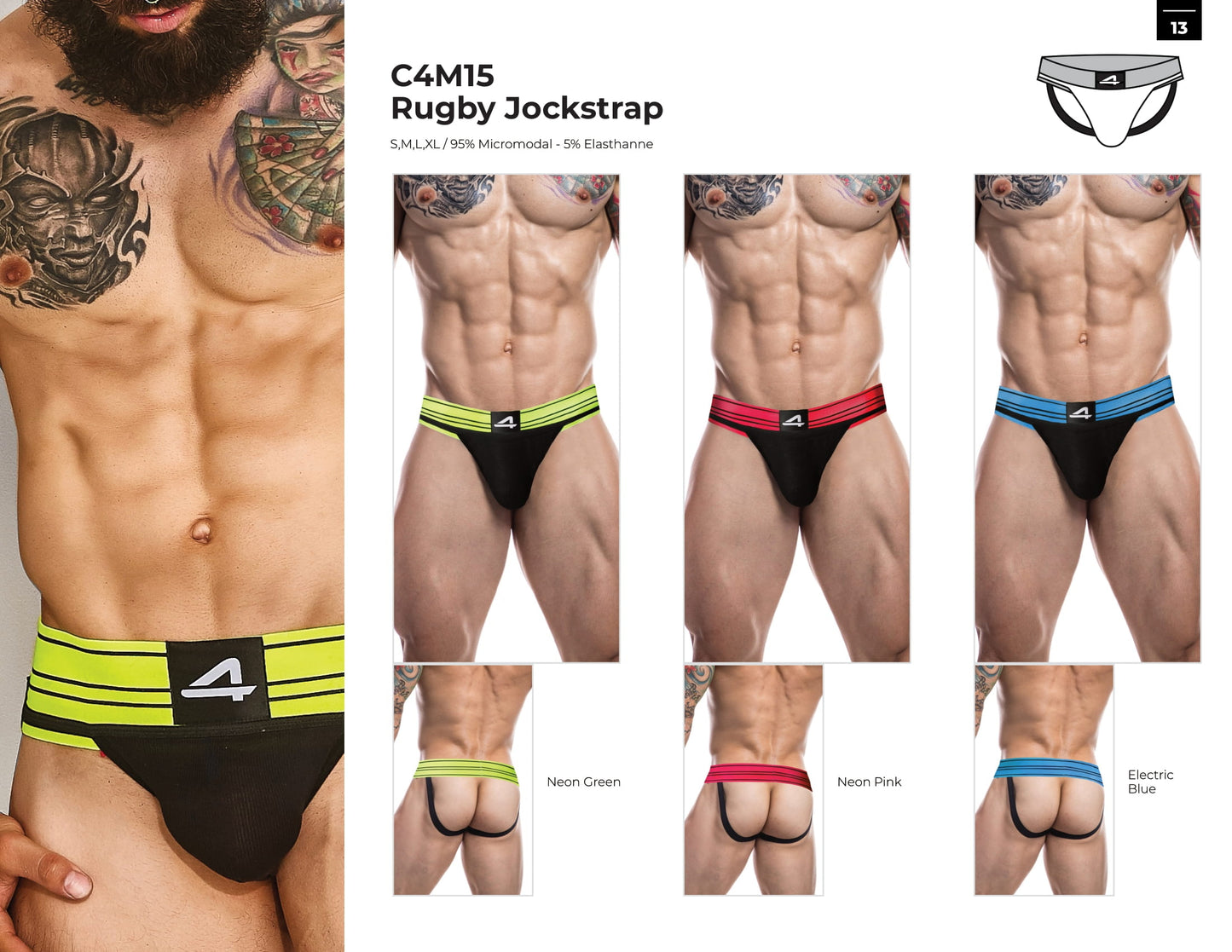 CUT4MEN - C4M15 - Rugby Jockstrap Men Underwear - Jockstrap Neon Pink - 4 Sizes - 1 Piece