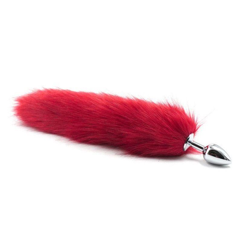 Toysforlovers - Foxtail Metal Plug Long Red Tail - Plug Length 7 Cm  - Dia 2,5 CM