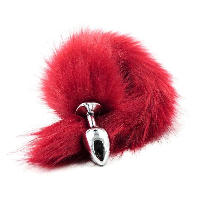 Toysforlovers - Foxtail Metal Plug Long Red Tail - Plug Length 7 Cm  - Dia 2,5 CM