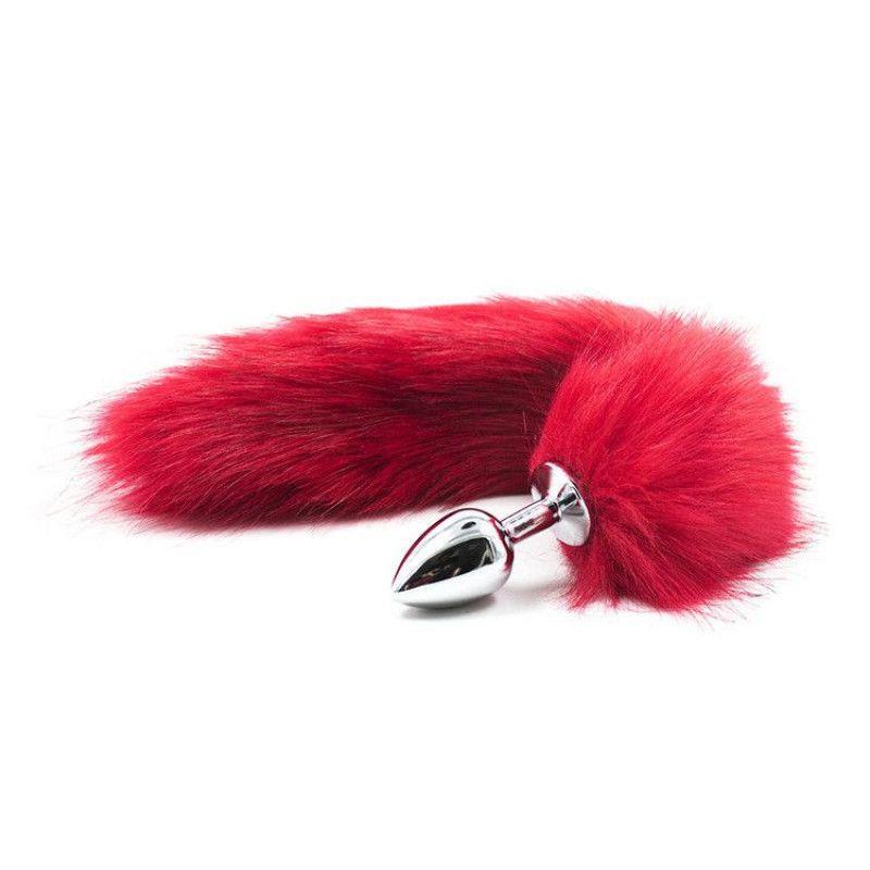 Toysforlovers - Foxtail Metal Plug Long Red Tail - Plug Length 7 Cm  - Dia 2,5 CM