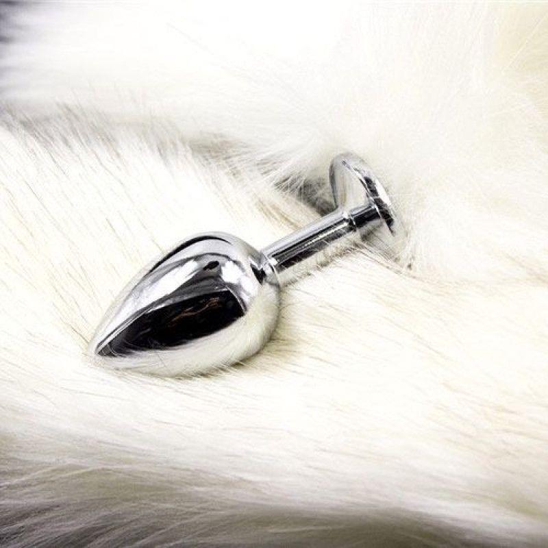 Toysforlovers Foxtail Metal Plug White Tail - Length 7 Cm  - Dia 2,5 CM