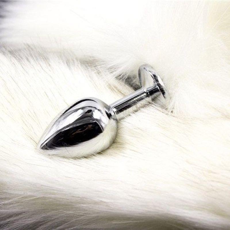 Toysforlovers - Foxtail Metal Plug Long White Tail - Plug Length 7 Cm  - Dia 2,5 CM