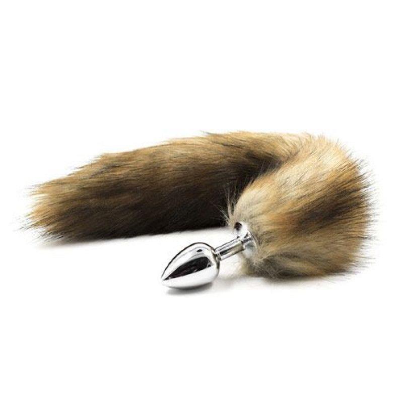 Toysforlovers Foxtail Metal Plug Brown Tail - Length 7 Cm  - Dia 2,5 CM
