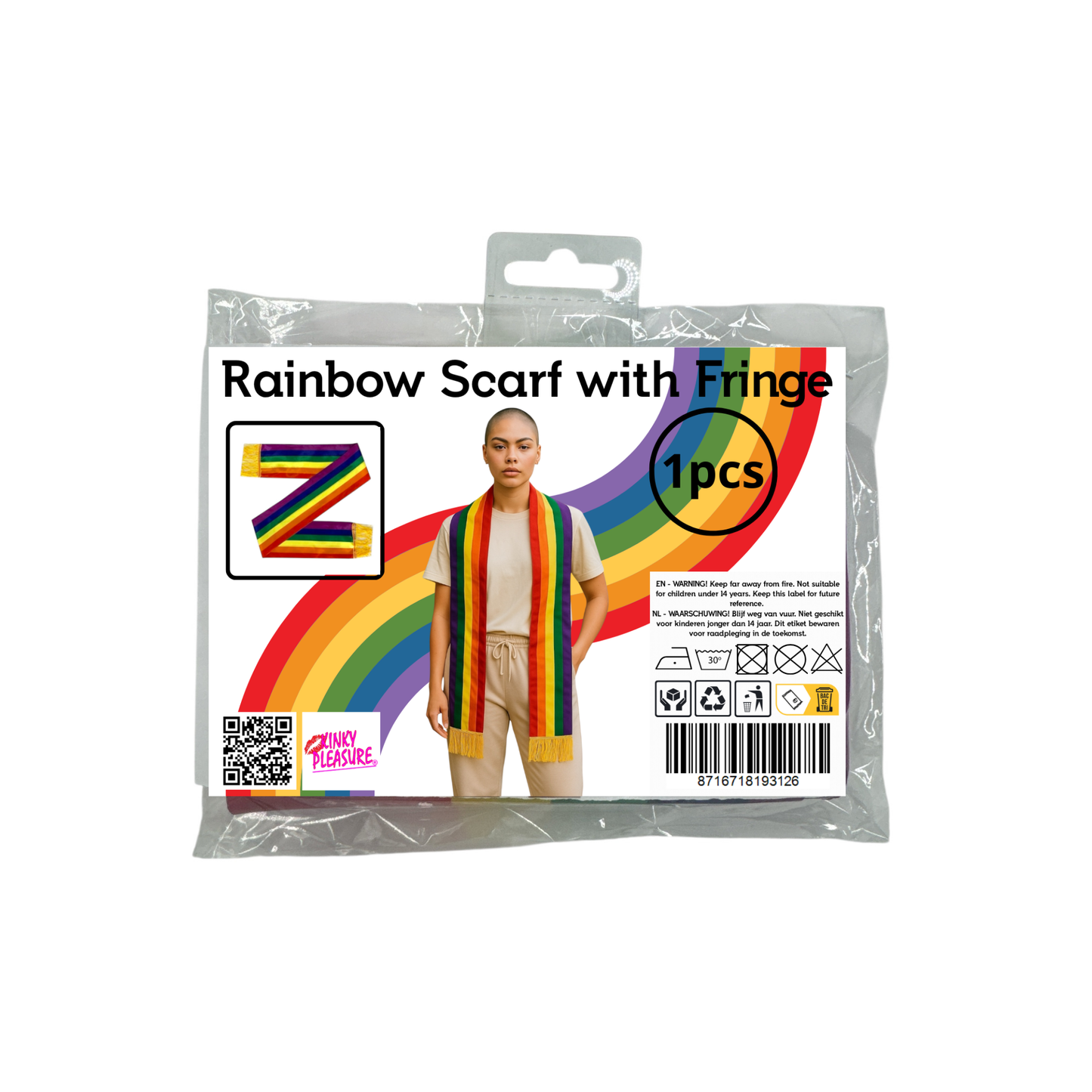 Kinky Pleasure - KPP019 - Pride – Rainbow Scarf with Fringe –