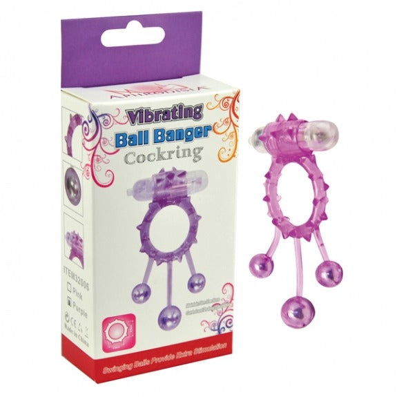 Aphrodisia Purple Ball Banger Cockring Vibe 3 Balls -