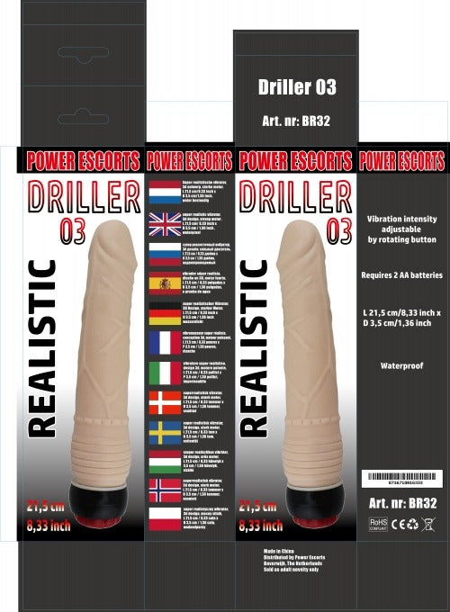 Power Escorts - BR32 - Driller 03 Realistic Vibrator 2 colours