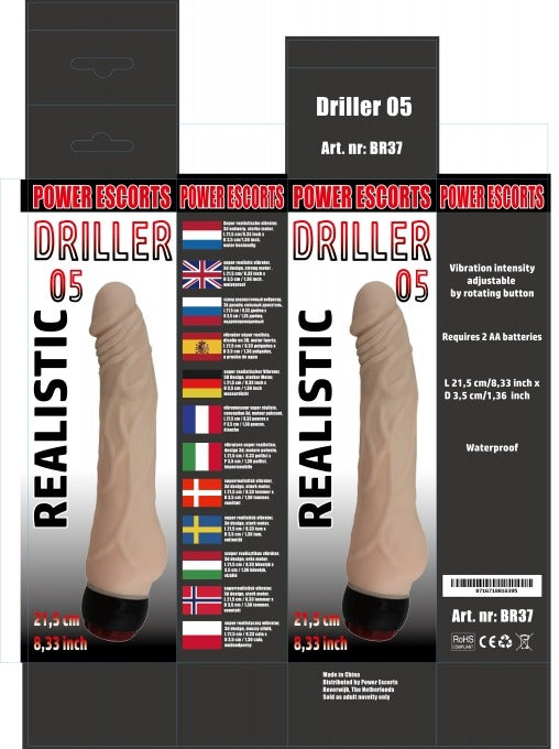 Power Escorts - BR37 - Driller 05 - Realistic Vibrator - 2 colours