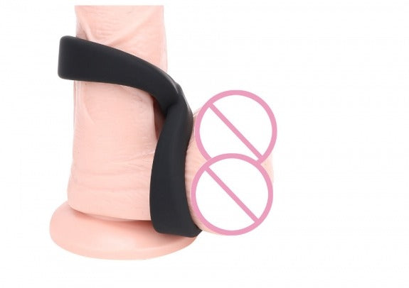 Power Escorts - BR64 - Locked Up Duo Cockring for Cock & Balls - Silicone - Black