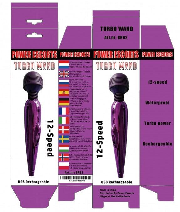 Power Escorts - BR62 - Turbo Wand Massager - Rechargeable - 12-Speed