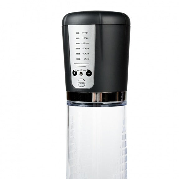 Power Escorts - BR52 - Power Pump Ultra - Automatic Penis Pump - With Extra Exchangeable Pussy & Digital Manometer - Rechargeable - Black/Transparant