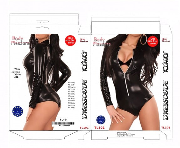 Body Pleasure - TL101 S/M Wet Look Body- Gift Box - Black