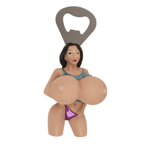 Kinky Pleasure - OB166 - Bottle Opener - Squeezy Bum & Boobs - Black Hair