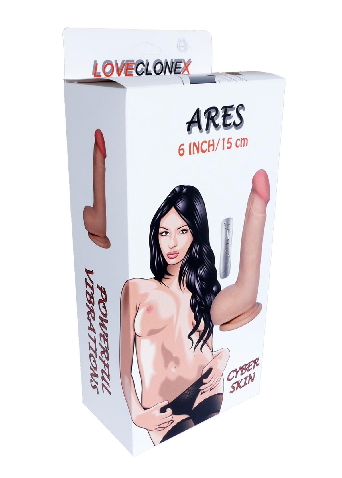 Bossoftoys Ares Loveclonex Ultra Realistic Vibrator - Cyber skin feels like real - Better then Silicone - 3 cm thick - 21-00001 - Suction Cup - Wired Remote - Flesh - 6 inch / 15 cm