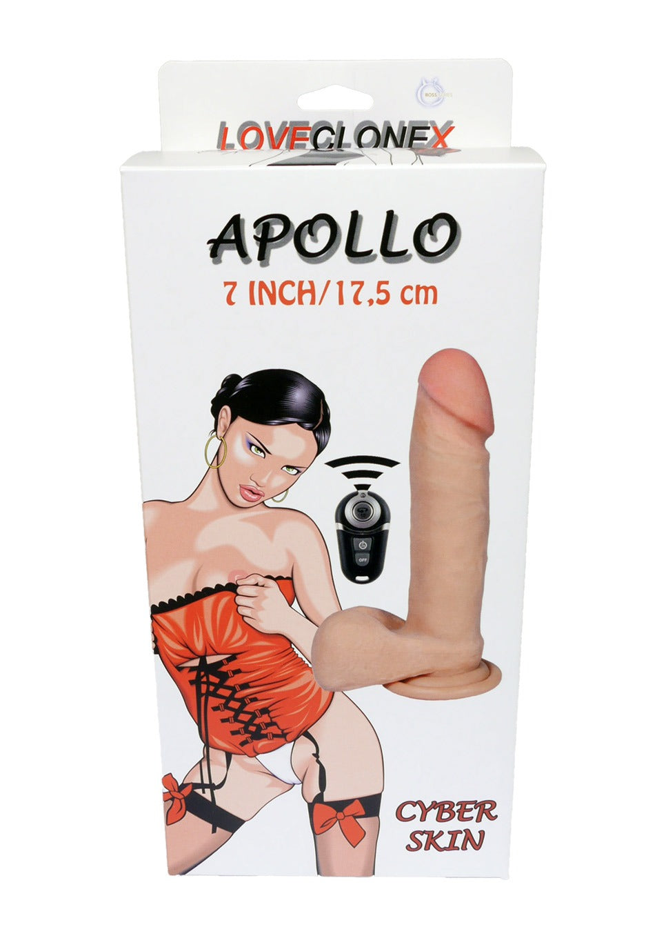 Bossoftoys - 21-00005 - Apollo - Loveclonex - Ultra Realistic Vibrator - Cyber skin feels like real - Better then Silicone - 5-7 cm thick - Suction Cup - Wireless Remote - Rechargeable - Flesh - 7 inch / 17.5 cm