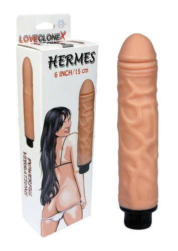 Boysoftoys - 21-00017 - Hermes - Love clone X - realistic vibrator - super flexible Cyberskin material - big size 16 cm - 6 Inch - flesh colour - 2,5 cm Dia - attractive Colour box