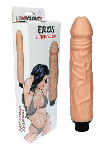 Boysoftoys 21-00018 - Eros Love clone X Realistic Vibrator - super flexible Cyberskin material - big size 20 cm - 8 Inch - flesh colour - Fat boy 4 cm Dia
