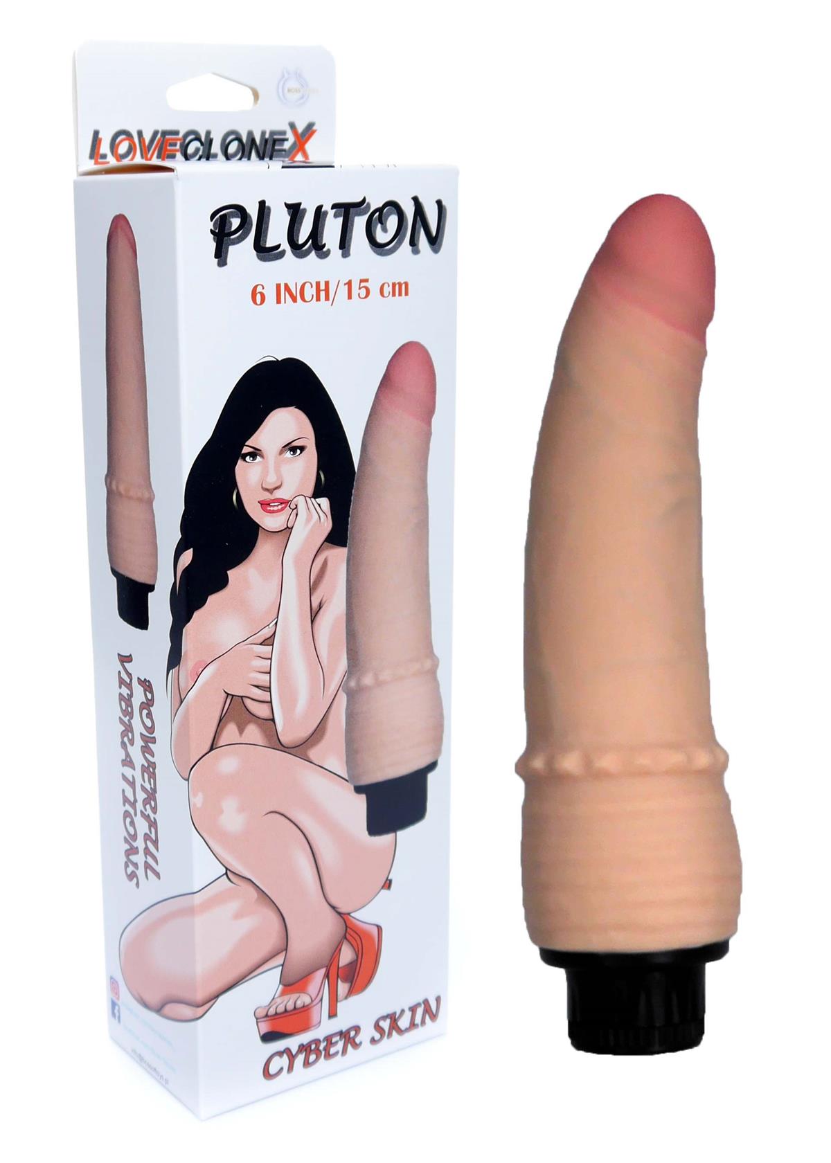 Bossoftoys - 21-00026 -Pluton - Clone X - realistic vibrator - super flexible Cyberskin material - size 18 cm  - 6 Inch - flesh colour - Fat boy 3,4 cm Dia - attractive Colour box