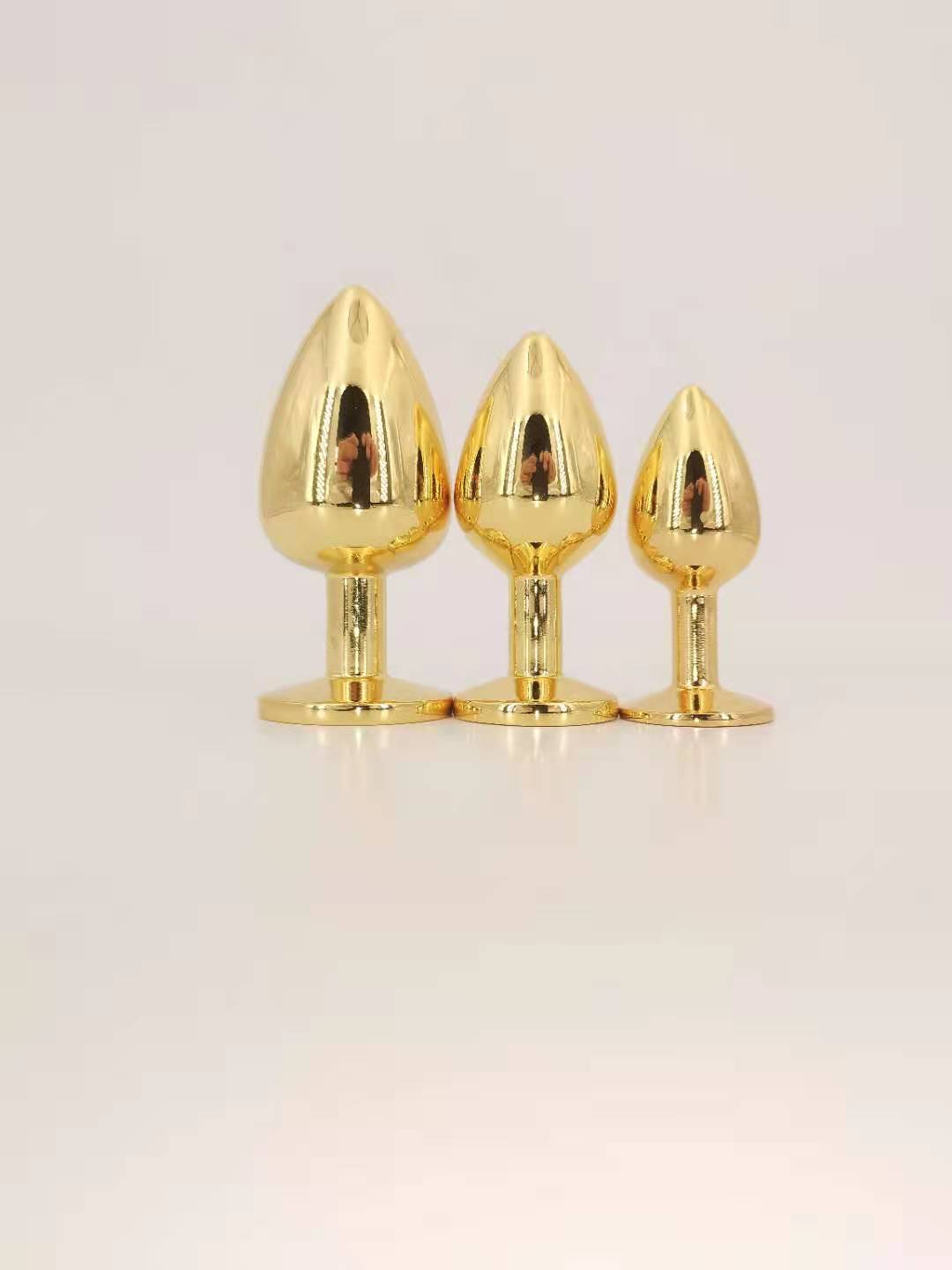 Power Escorts - BR210 Pink - Diamond King Gold Anal Plug Starter 3-Pack Pink Stone