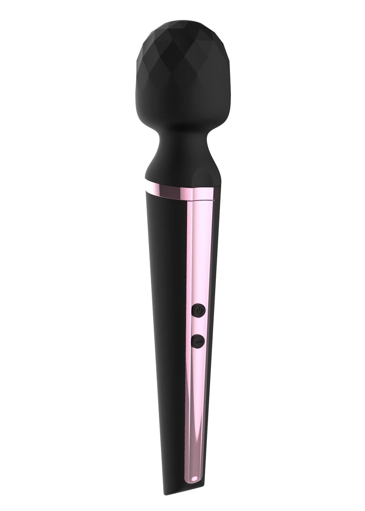 Bossoftoys - 22-00018 - Genius Luxury Wand massager - 10 Function - 31,5 cm- Black with rose gold - Rechargeable - Colour window box