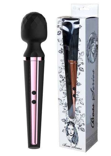 Boysoftoys - 22-00018 - Genius Luxury Wand massager - 10 Function - 31,5 cm- Black with rose gold - Rechargeable - Colour window box