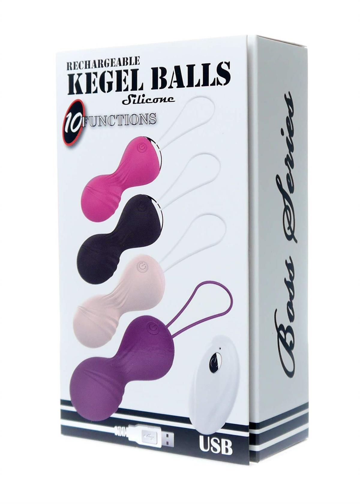 Bossoftoys - 22-00025 - Vibrating Kegel Balls - Silione - total length 8 cm - dia 3/3,5 cm - 10 function Remote Control - Rechargeable- colour windowbox