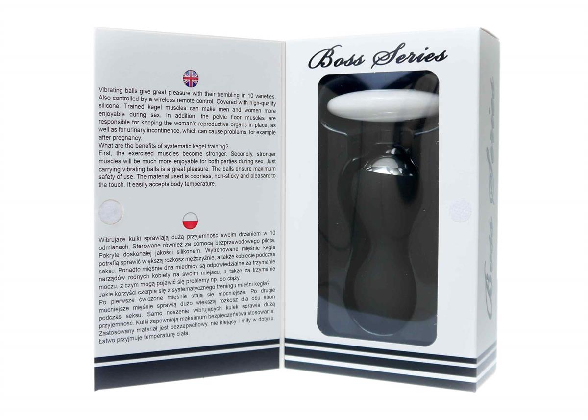 Bossoftoys - 22-00025 - Vibrating Kegel Balls - Silione - total length 8 cm - dia 3/3,5 cm - 10 function Remote Control - Rechargeable- colour windowbox