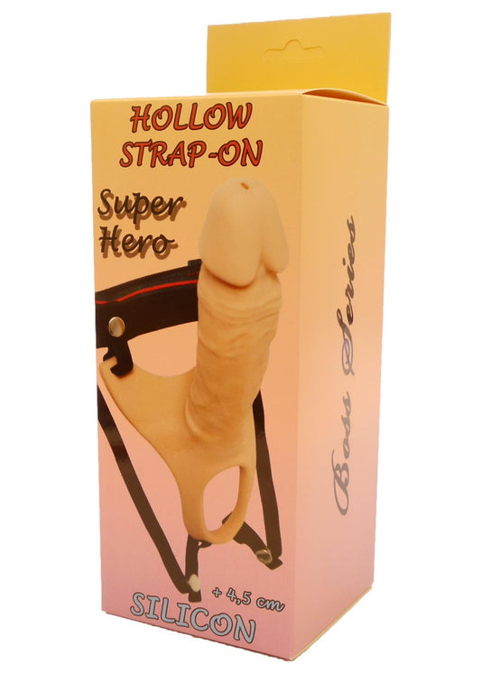 Boysoftoys Hollow strap on - Super Hero - Silicone - Dick length 16,5 cm - dia 4,5 cm - total length 24,5 cm - 22-00028
