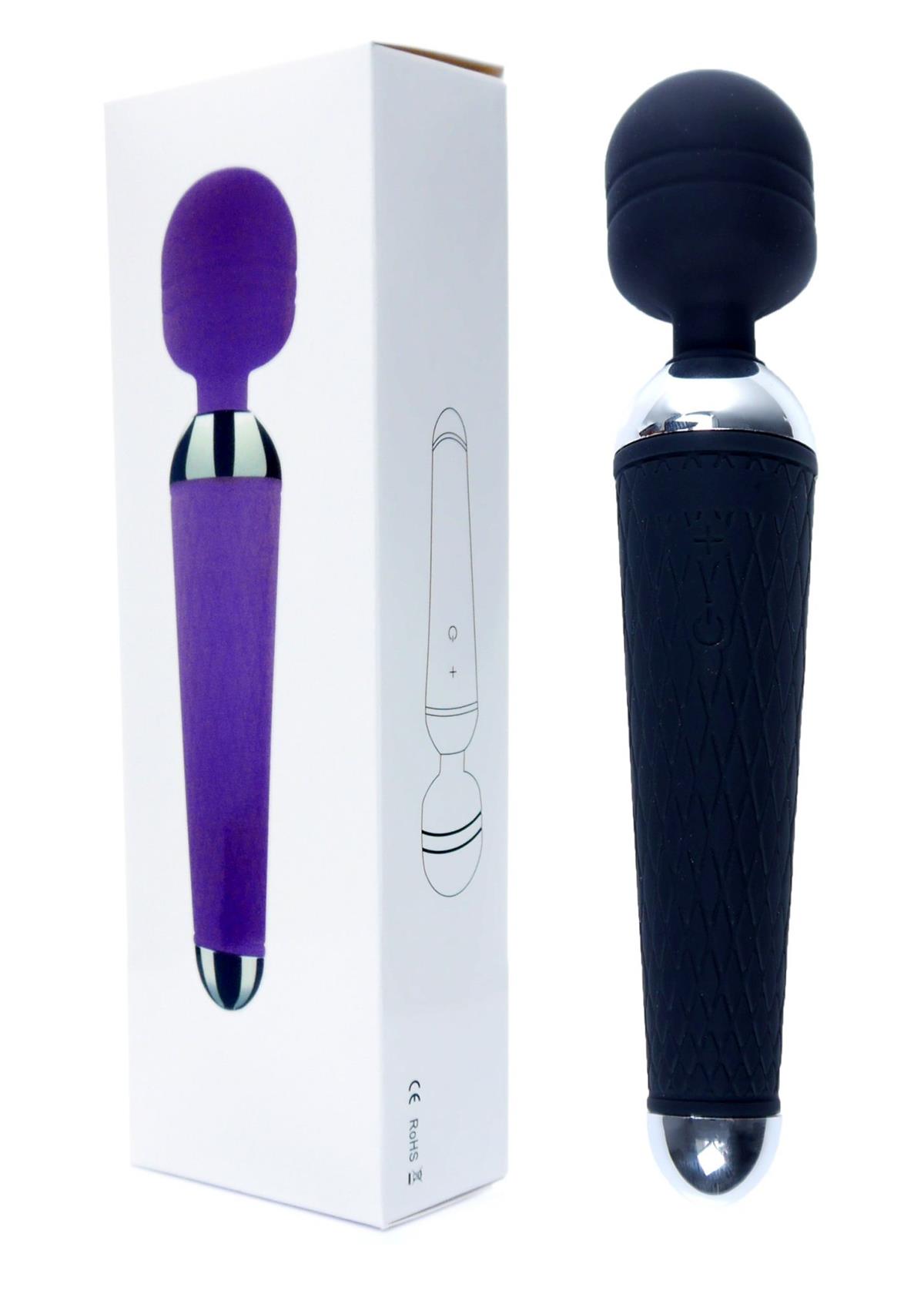 Bossoftoys - 22-00037 - Power Wand massager - Silicone Massager Black USB - 16 Functions - USB rechargeable