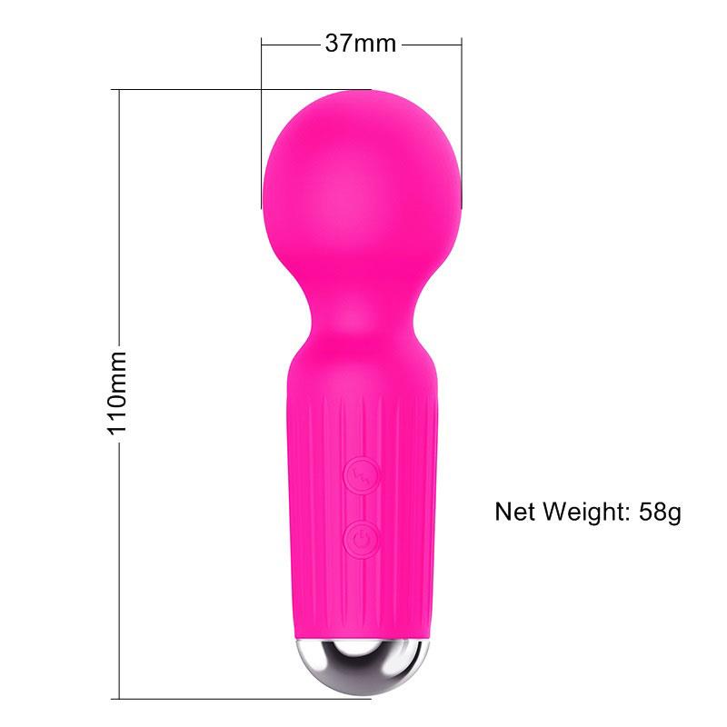 Bossoftoys - 22-00039 - Mini Massager vibrator - 20 Functions - Silicone - 11 cm - dia 3,7 cm - Rechargeable - attractive Colour windowbox - Pink