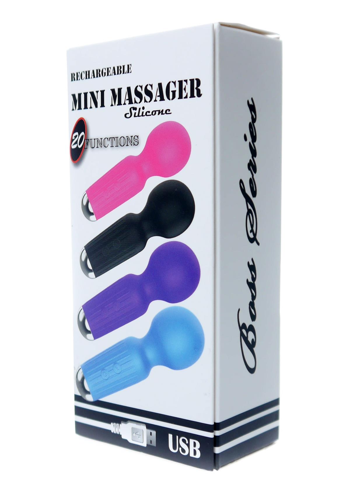 Bossoftoys - 22-00039 - Mini Massager vibrator - 20 Functions - Silicone - 11 cm - dia 3,7 cm - Rechargeable - attractive Colour windowbox - Pink