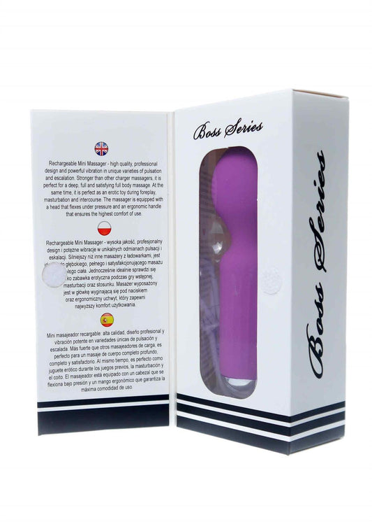 Boysoftoys - 22-00040 - Mini Massager vibrator - 20 Functions - Silicone - 11 cm -  dia 3,7 cm - Rechargeable - attractive Colour windowbox - Purple