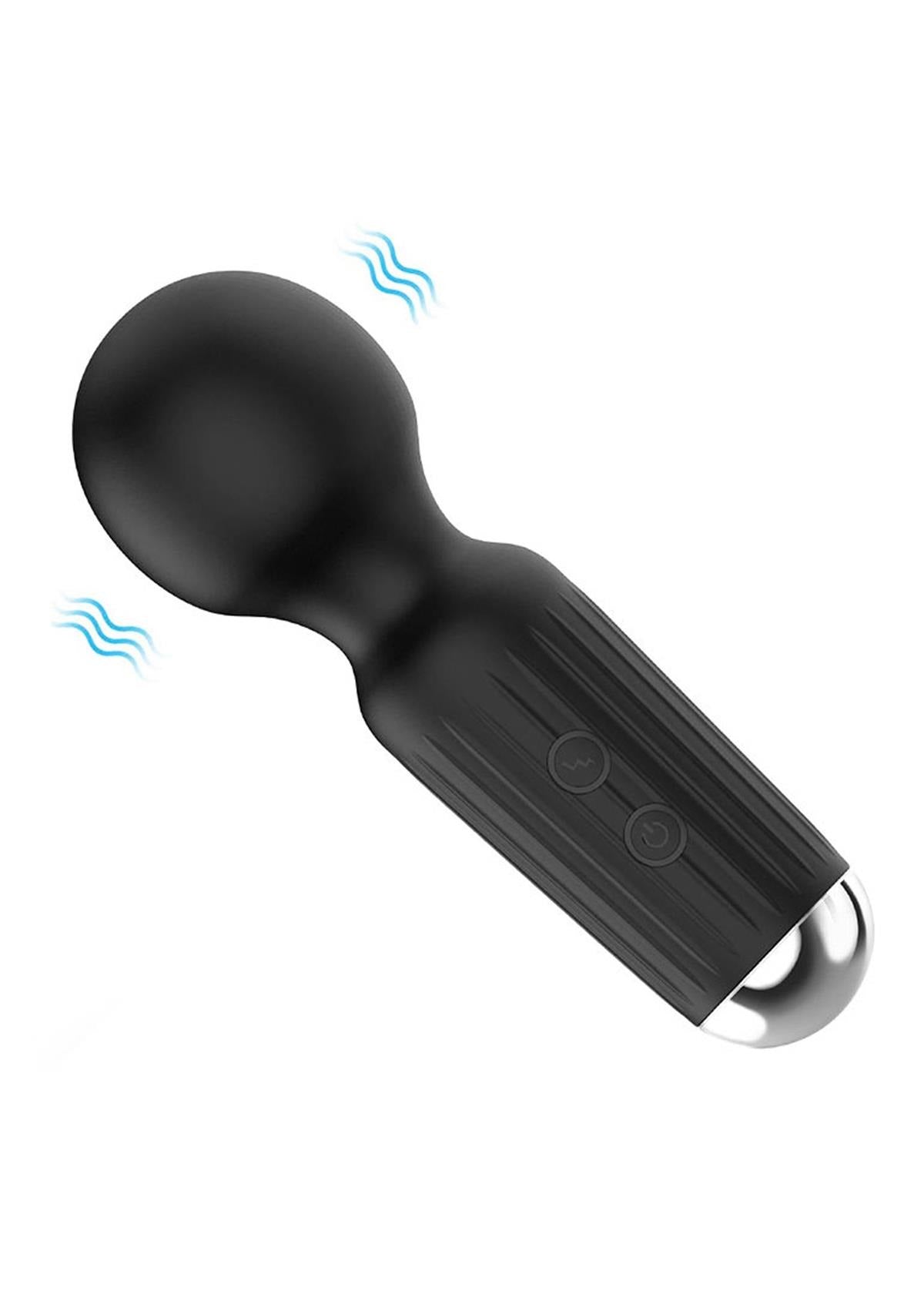 Bossoftoys - 22-00042 - Mini Massager vibrator - 20 Functions - Silicone - 11 cm -  dia 3,7 cm - Rechargeable - attractive Colour windowbox - Black