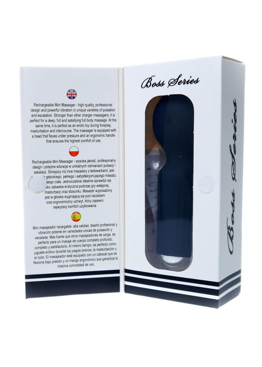 Boysoftoys - 22-00042 - Mini Massager vibrator - 20 Functions - Silicone - 11 cm -  dia 3,7 cm - Rechargeable - attractive Colour windowbox - Black