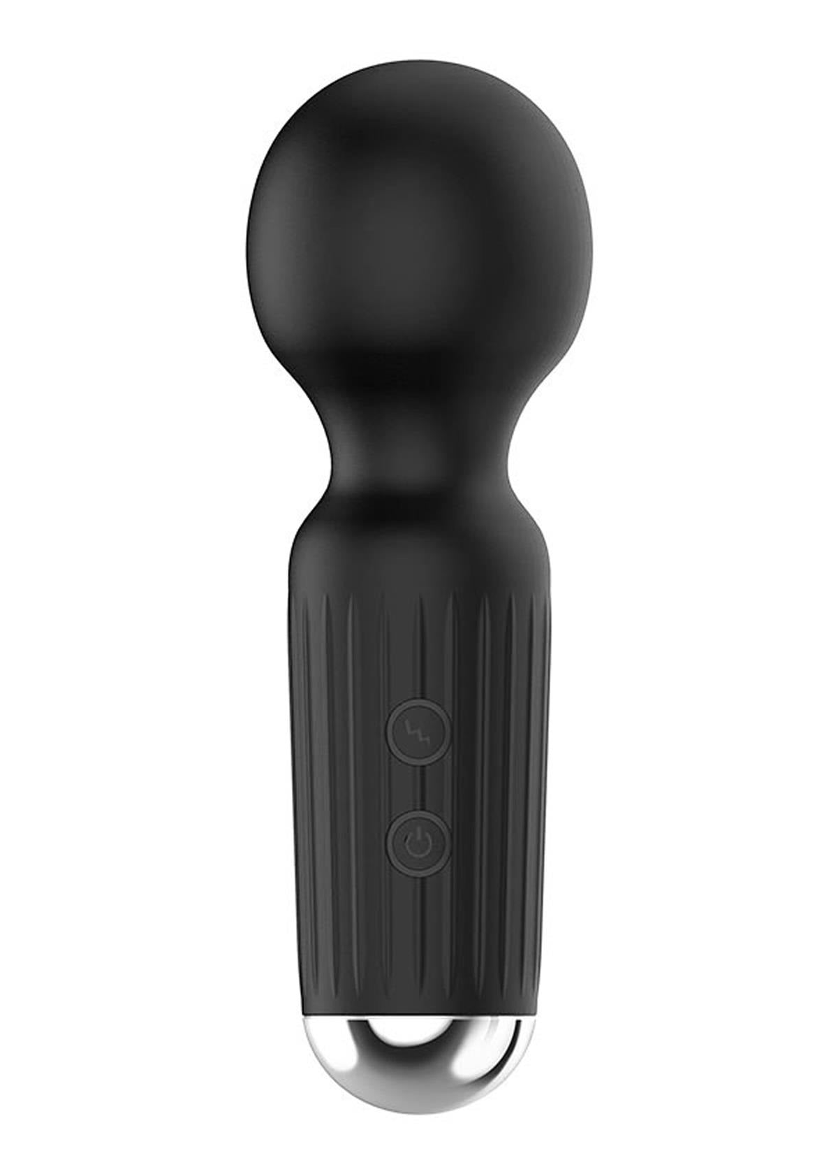 Bossoftoys - 22-00042 - Mini Massager vibrator - 20 Functions - Silicone - 11 cm -  dia 3,7 cm - Rechargeable - attractive Colour windowbox - Black