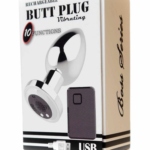 Boysoftoys - 22-00053 - Rechargeable Butt Plug - Vibrator USB - 10 Functions - Silver