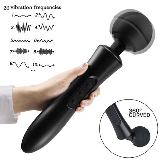 Boysoftoys Ultra Big size Wand massager - 20 Function - Enormous Size - 35 cm - Head size 7,7 cm - White - Rechargeable - 22-00009