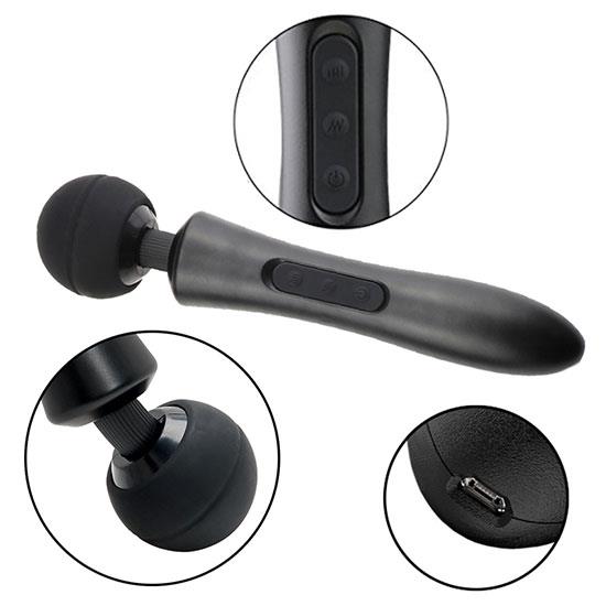 Boysoftoys Ultra Big size Wand massager - Enormous Size - 35 cm - Head size 7,7 cm - Black - Rechargeable - 22-00010