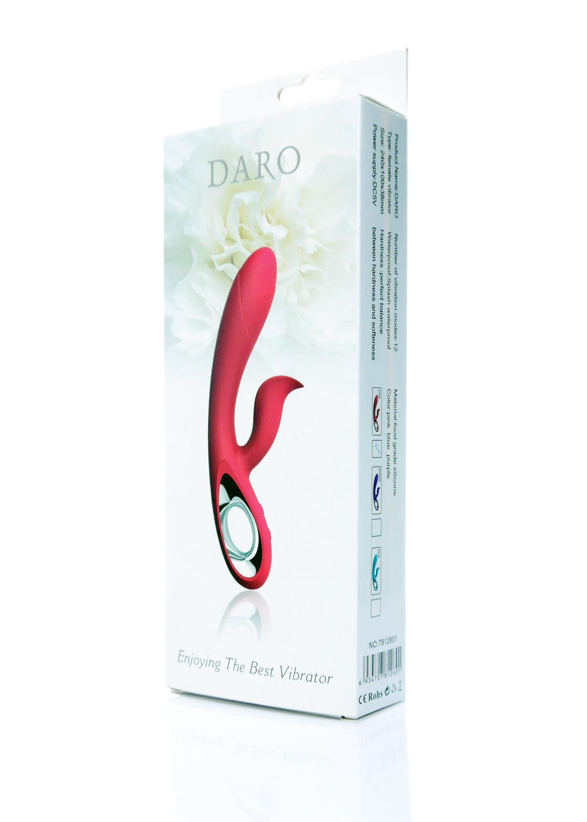 Bossoftoys - 26-00066 - Daro g spot vibrator - Silicone - pink colour - total length 19,5 cm - dia 2 /3 cm - 12 function - Rechargeable