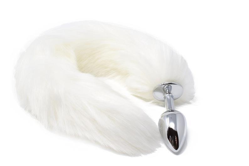Bossoftoys - 26-00112 - Plug with white fox tail - 45 cm - big size
