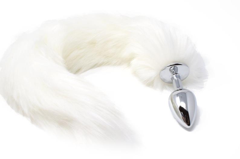 Bossoftoys - 26-00112 - Plug with white fox tail - 45 cm - big size