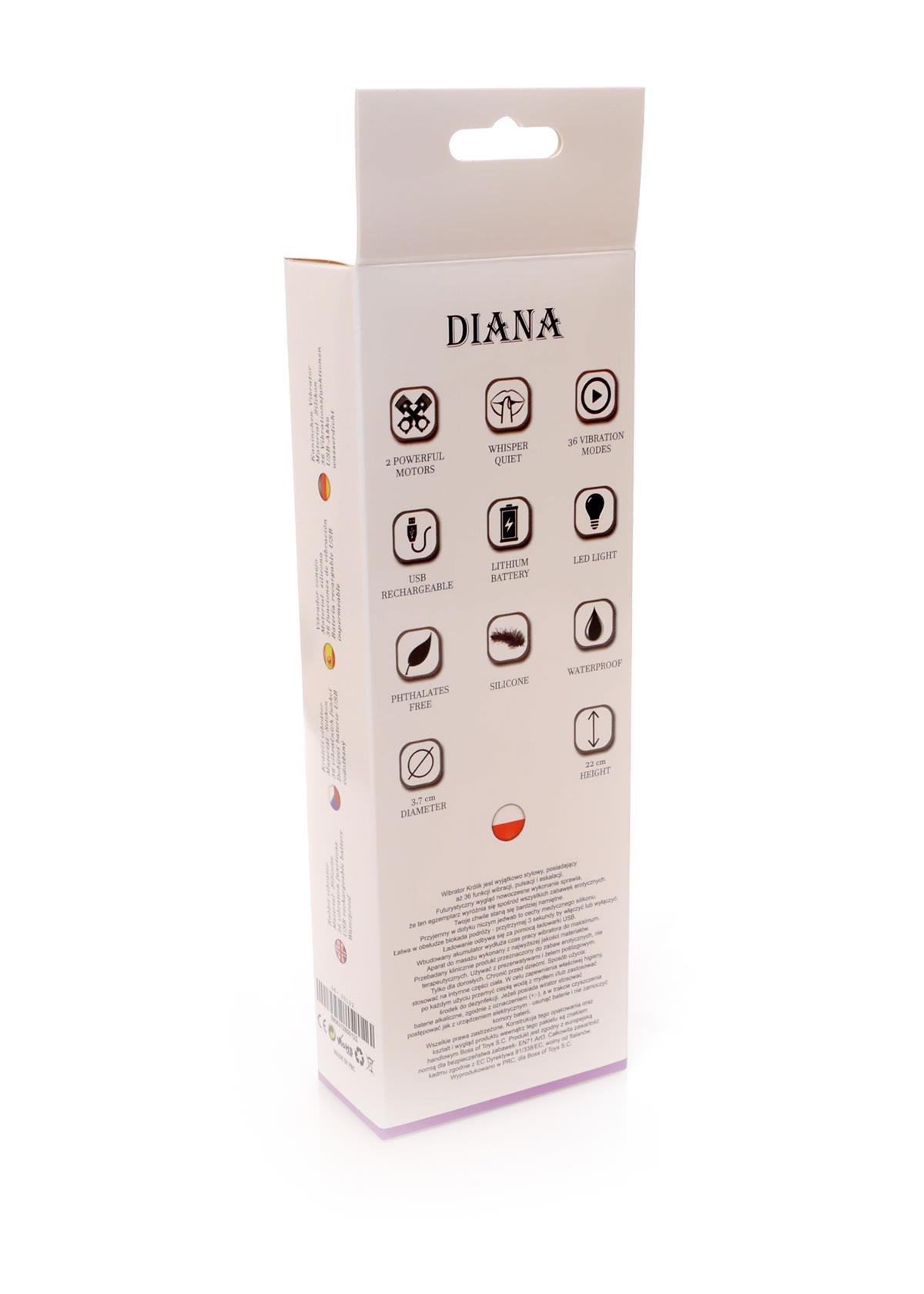 Bossoftoys - 26-00122 - super de luxe Diana G spot Vibrator - 36 Functions !! - Silicone - good size 22 cm - dia 3,7 cm - Rechargeable - attractive Colour box