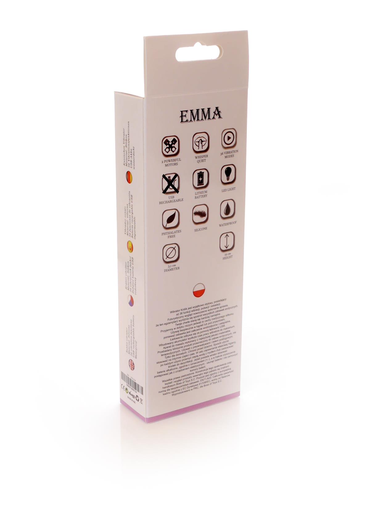 Bossoftoys - 26-00124 - Emma - G spot & clit stimulator Vibrator - New Design - 19 cm - 36 function - 5 speed - Pink - colour box
