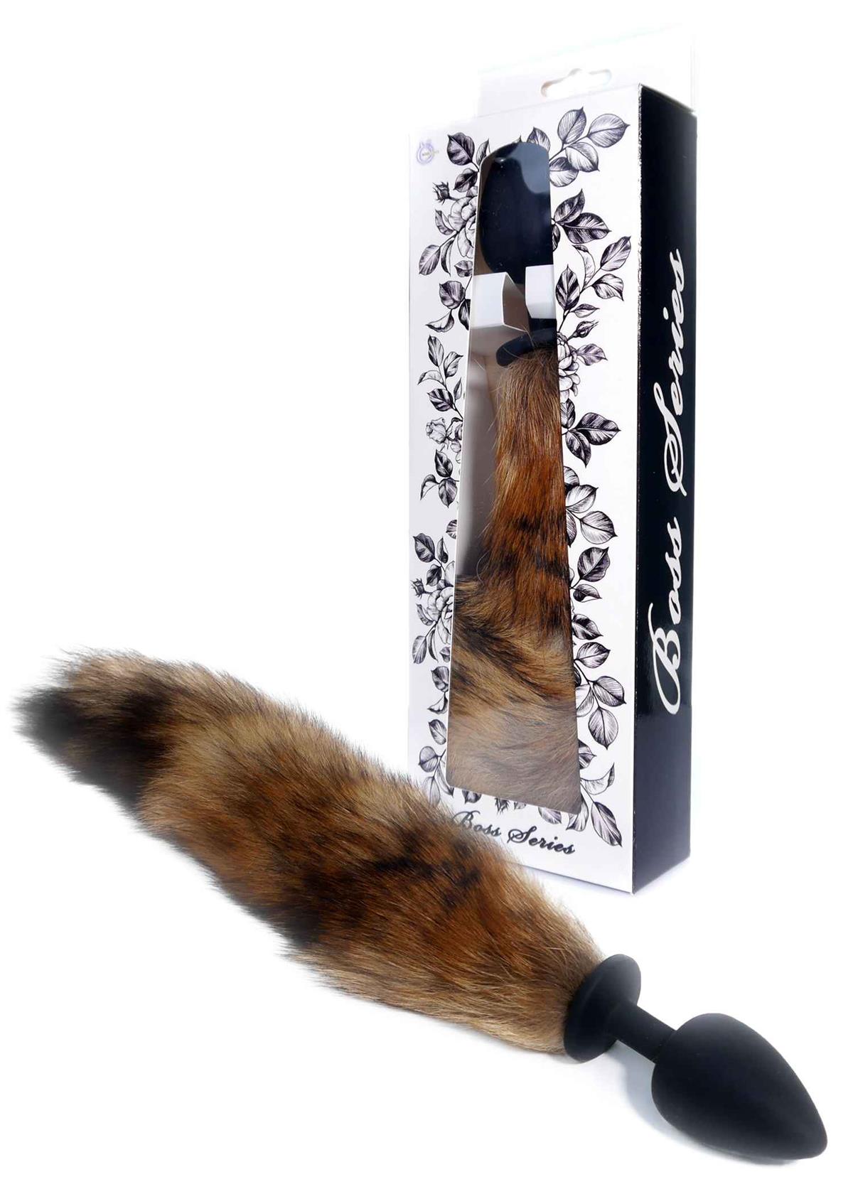 Bossoftoys - 26-00134 - foxtail - Silicone black Plug with brown tail - 45 cm - XXL size