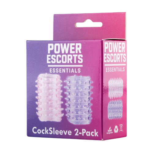 Power Escorts - BR339 - Textured Penis Sleeves – 2-Pack Pink Purple