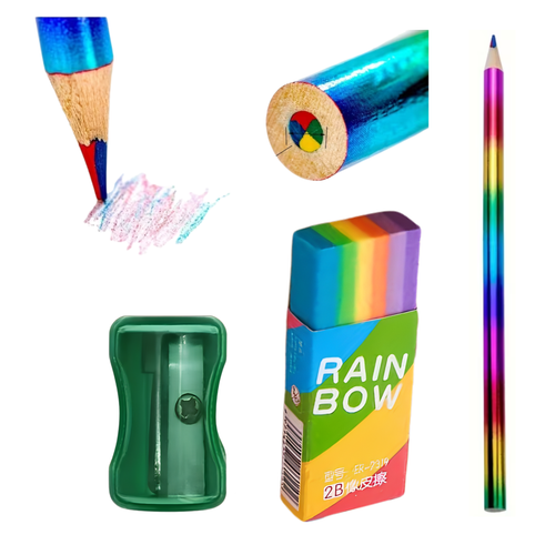 Kinky Pleasure - T286 - Rainbow Pencil Eraser & Pencil Sharpener – 3 Pack