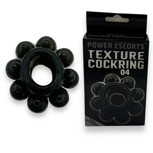 Power Escorts - BR287 - Texture Cockring 04 - Black - Extra Stretchable