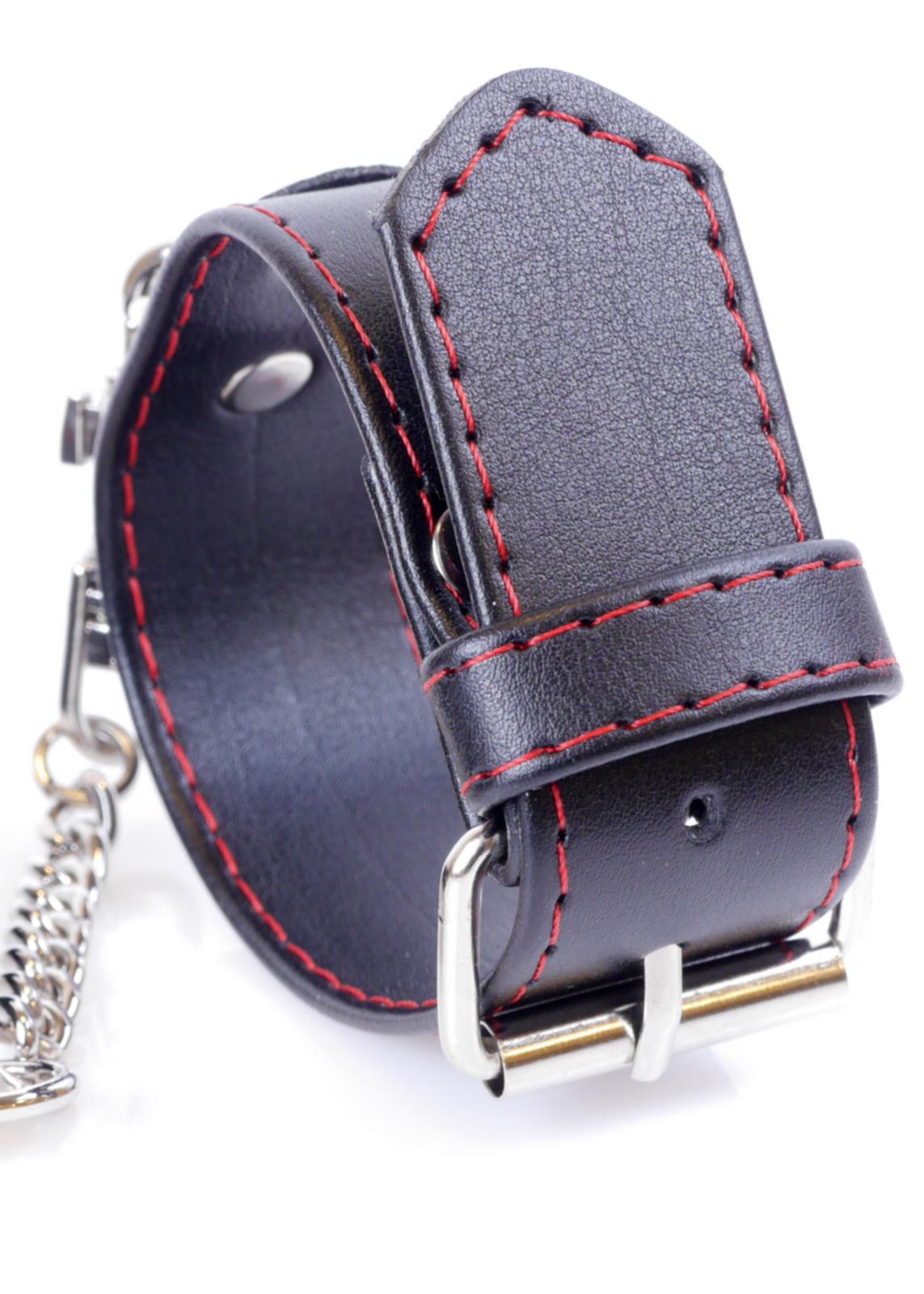 Bossoftoys - 33-00114 - Handcuffs - Studs - Wristcuffs - 3 cm - Red line