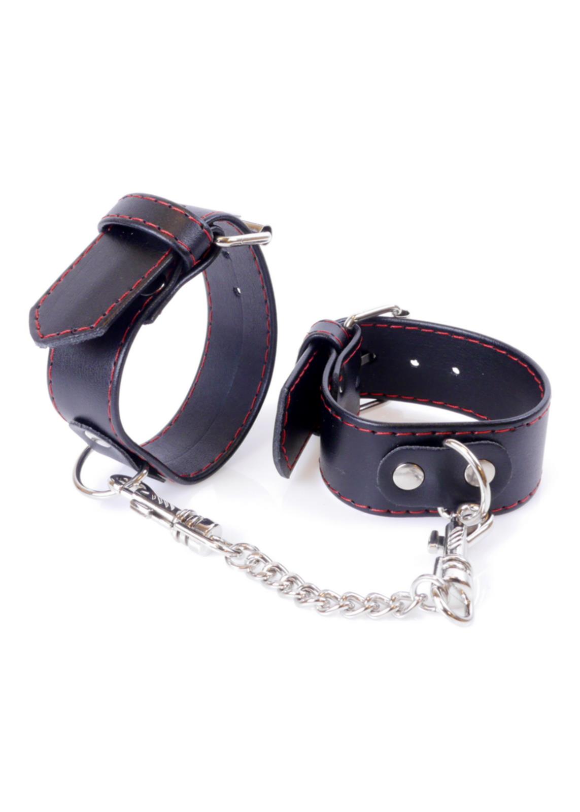 Bossoftoys - 33-00114 - Handcuffs - Studs - Wristcuffs - 3 cm - Red line