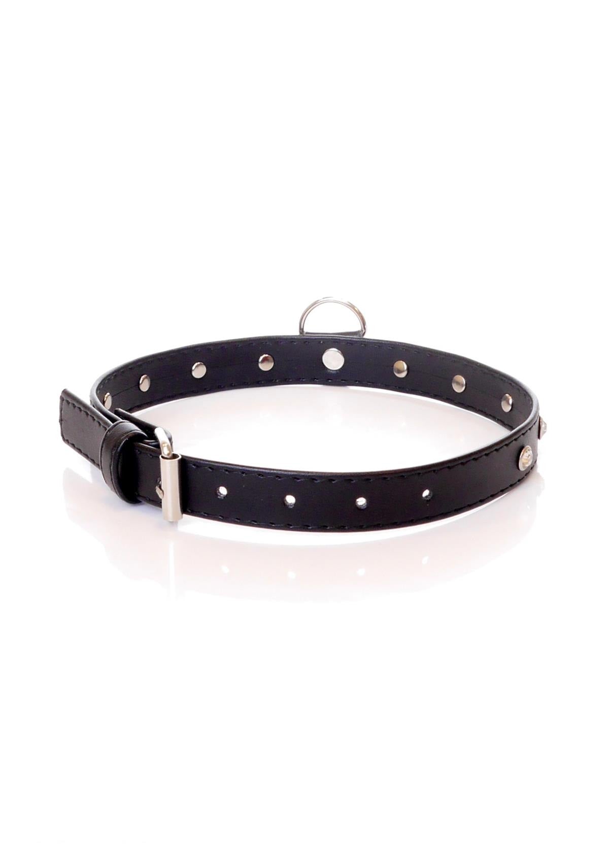 Bossoftoys - 33-00117 - Fetish Collar Silver with stones - 2 cm width - Silver line adjustable - easy to hang - with product tag /barcode