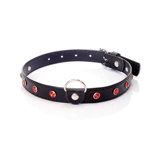 Boysoftoys - 33-00121 - Fetish Collar Red with stones - 2 cm width - Red line adjustable - easy to hang - with product tag /barcode
